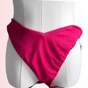 Swimsuits For All fuschia hot pink ruched bikini bottoms with high cut leg